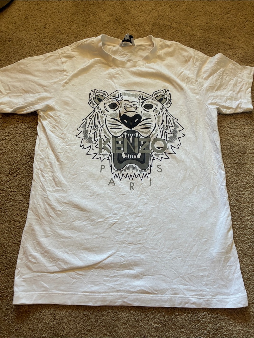 Kenzo Paris White Tiger Graphic Tee Shirt size XS